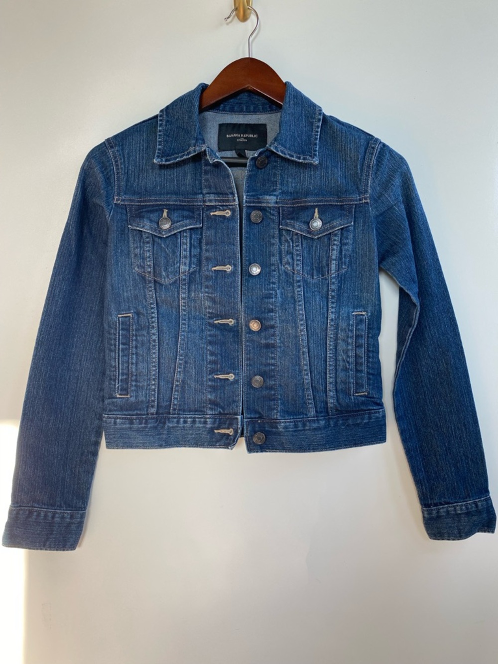 Banana Republic Dark Blue Denim Stretch Trucker Jacket XXS
